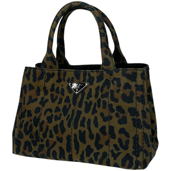 Prada Shoulder Green Tote Khaki Bag Canvas Canapa - Picture 1 of 7